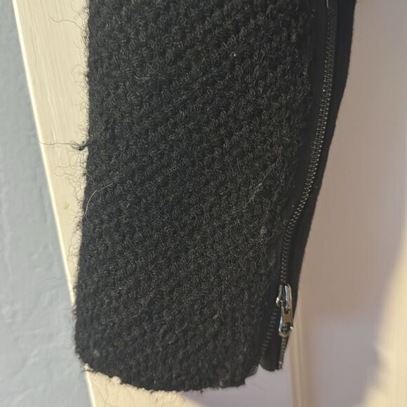 Vince For Bergorf Goodman Black Leather Trim Wool Tweed Moto Jacket Size XS - Picture 7 of 13